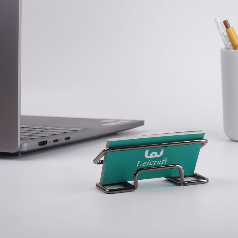 حامل بطاقات عمل من Leicraft للمكتب، منظمات بطاقات معدنية لطيفة وإكسسوارات مكتب للرجال والنساء (أسود) - Image 4